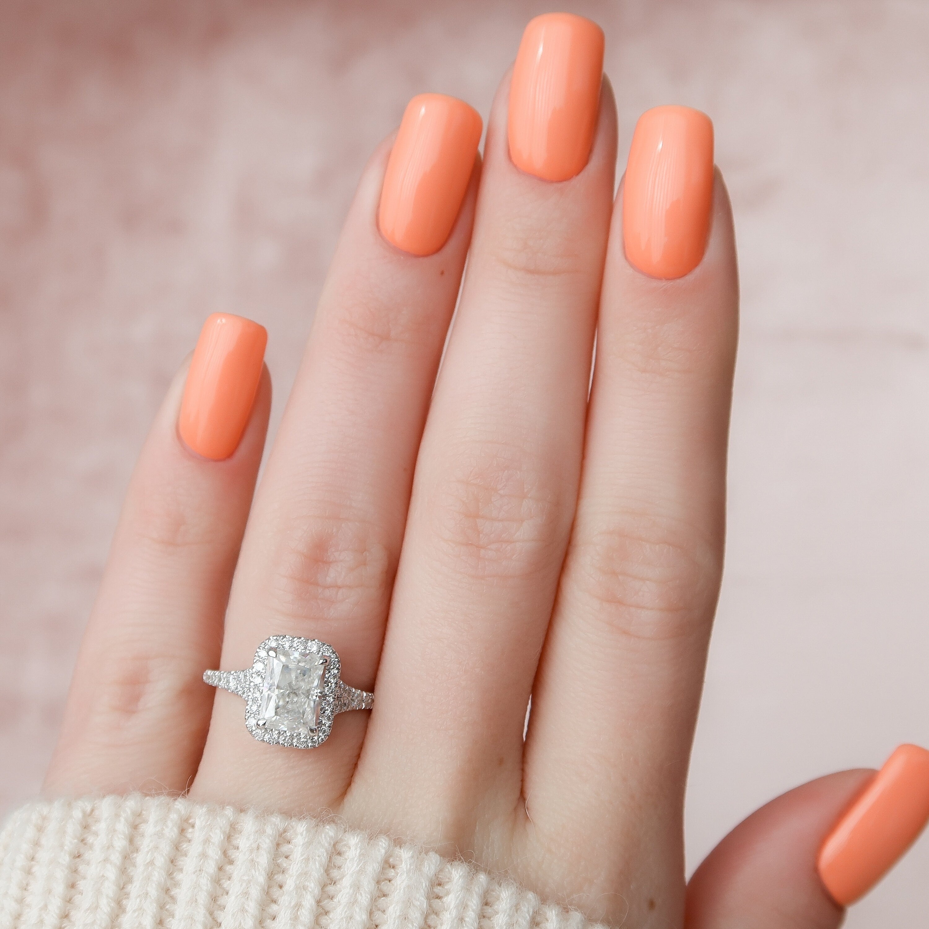 3.50 CT Radiant Halo & Pave Split Shank Moissanite Engagement Ring 10